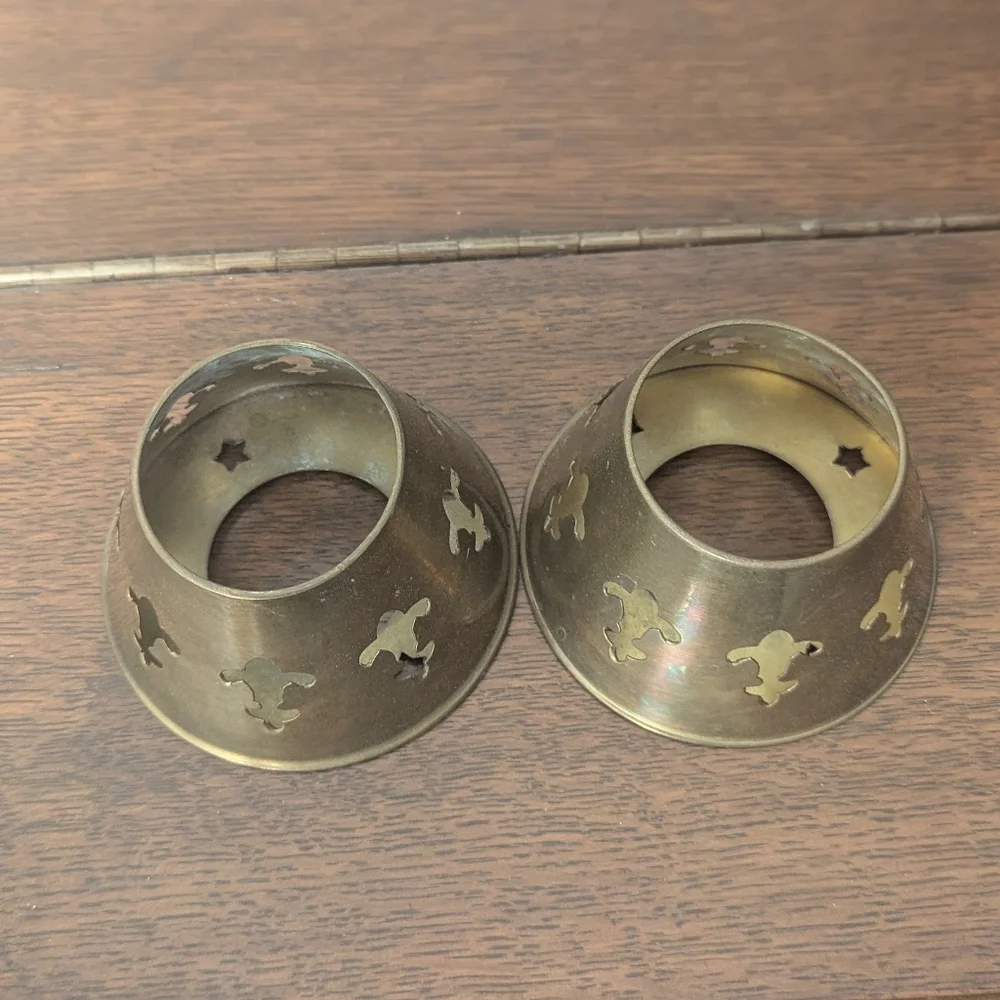 Brass Fleur-de-Lis Tea Light Lanterns - Made in India Patina